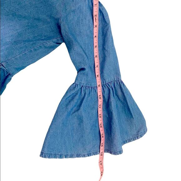 ANA A New Approach Denim Cotton Off Shoulder Floral Embroidered Top, Size Small - Picture 7 of 11